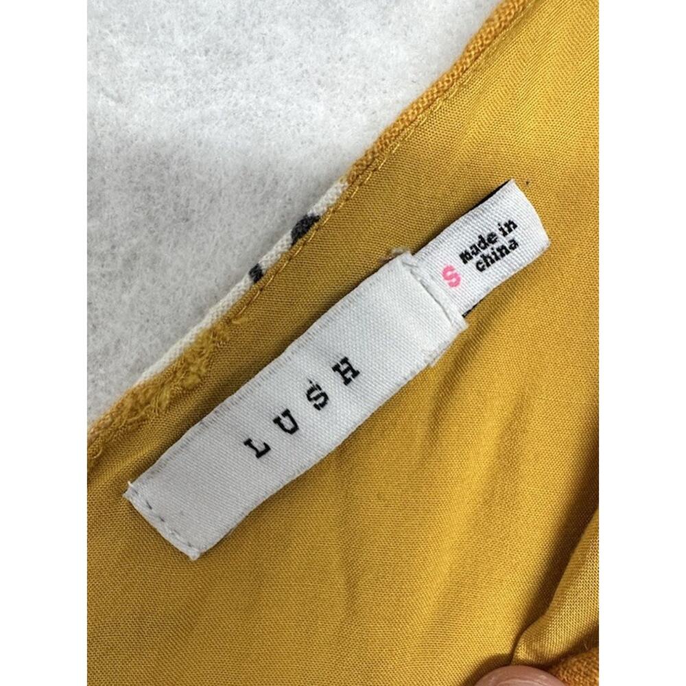 LUSH Womens Size Small Yellow Romper Knot Linen Front Shorts Boho Beach - Picture 2 of 10